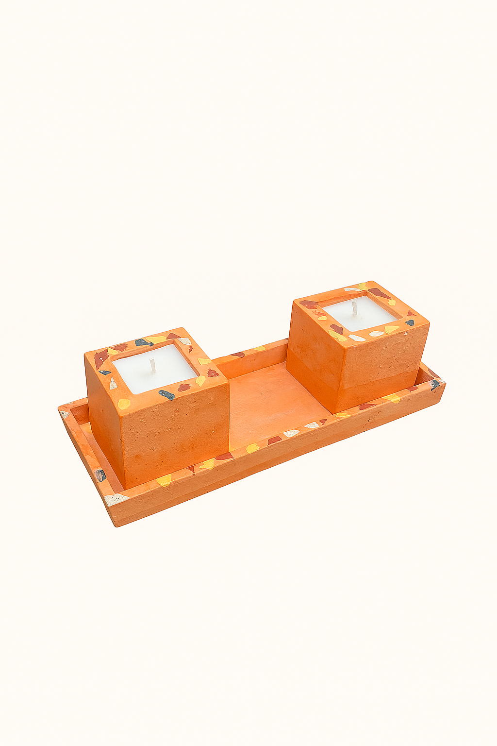 Kit Terrazzo - 2 velas e apoiador